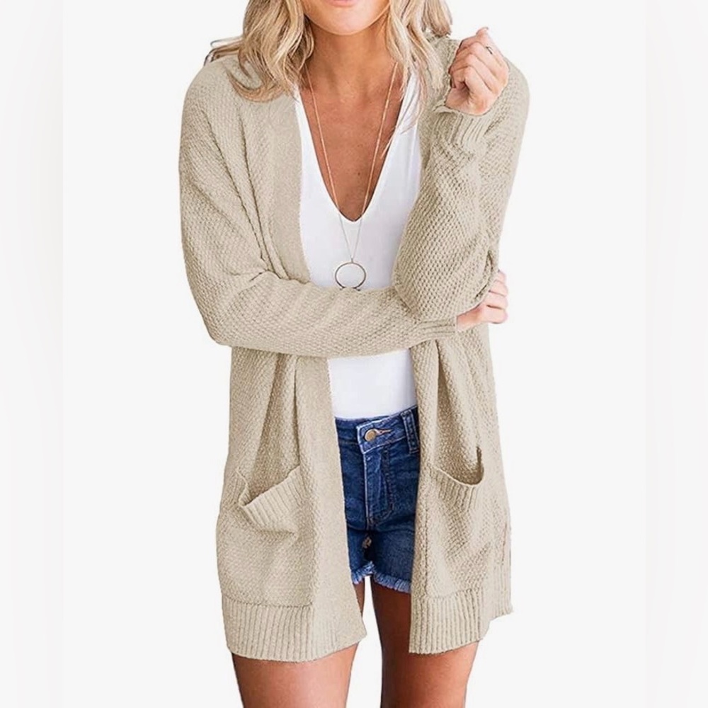Beige Open-Front Lightweight hooded Cardigan  NWT Size 2XL